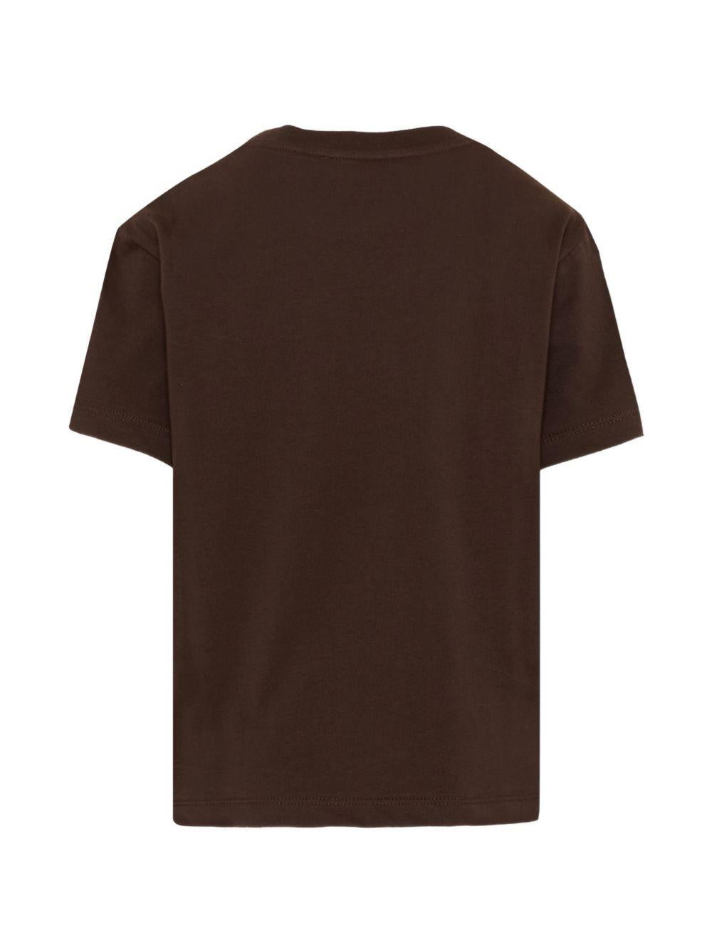 T-shirt per bambino MSGM Kids marrone con stampa logo S6MSJUTH001 943 MSGM KIDS