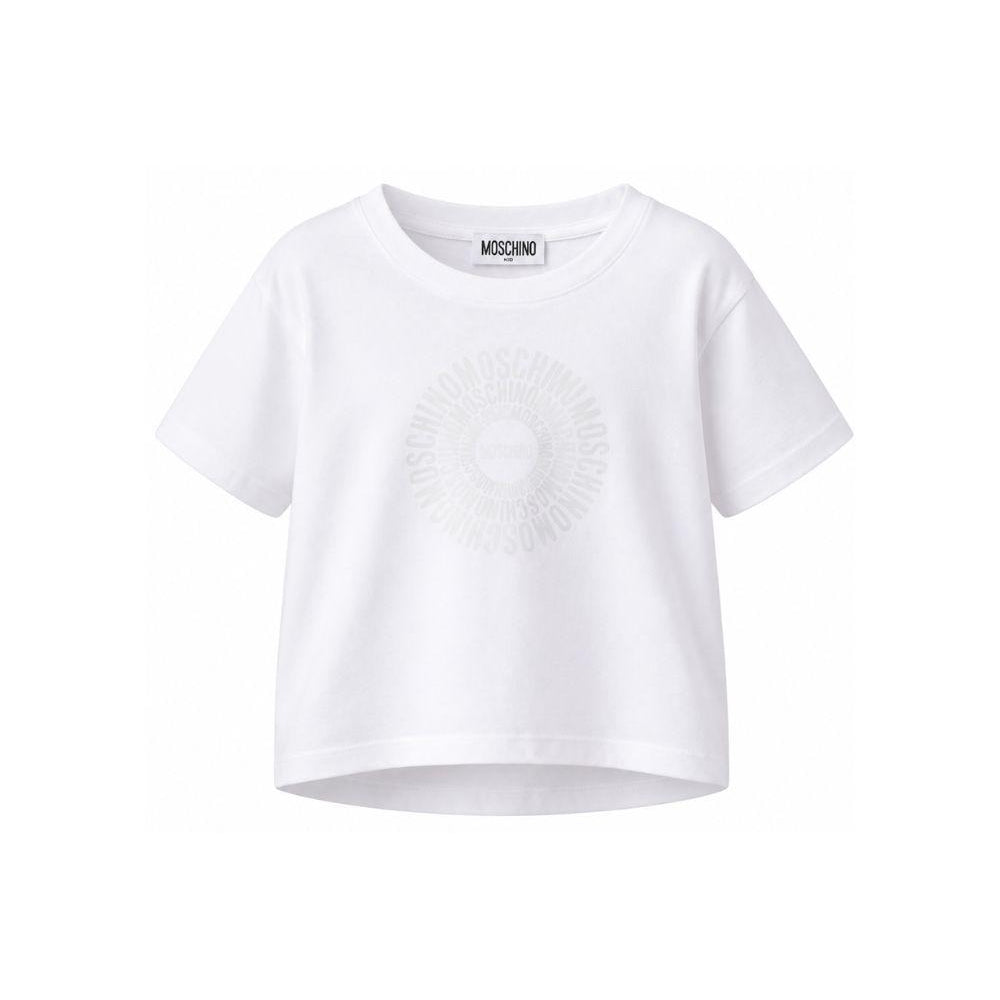 T-shirt per bambina Moschino Kids bianca con design crop HDM070LAA02 10101 MOSCHINO KIDS