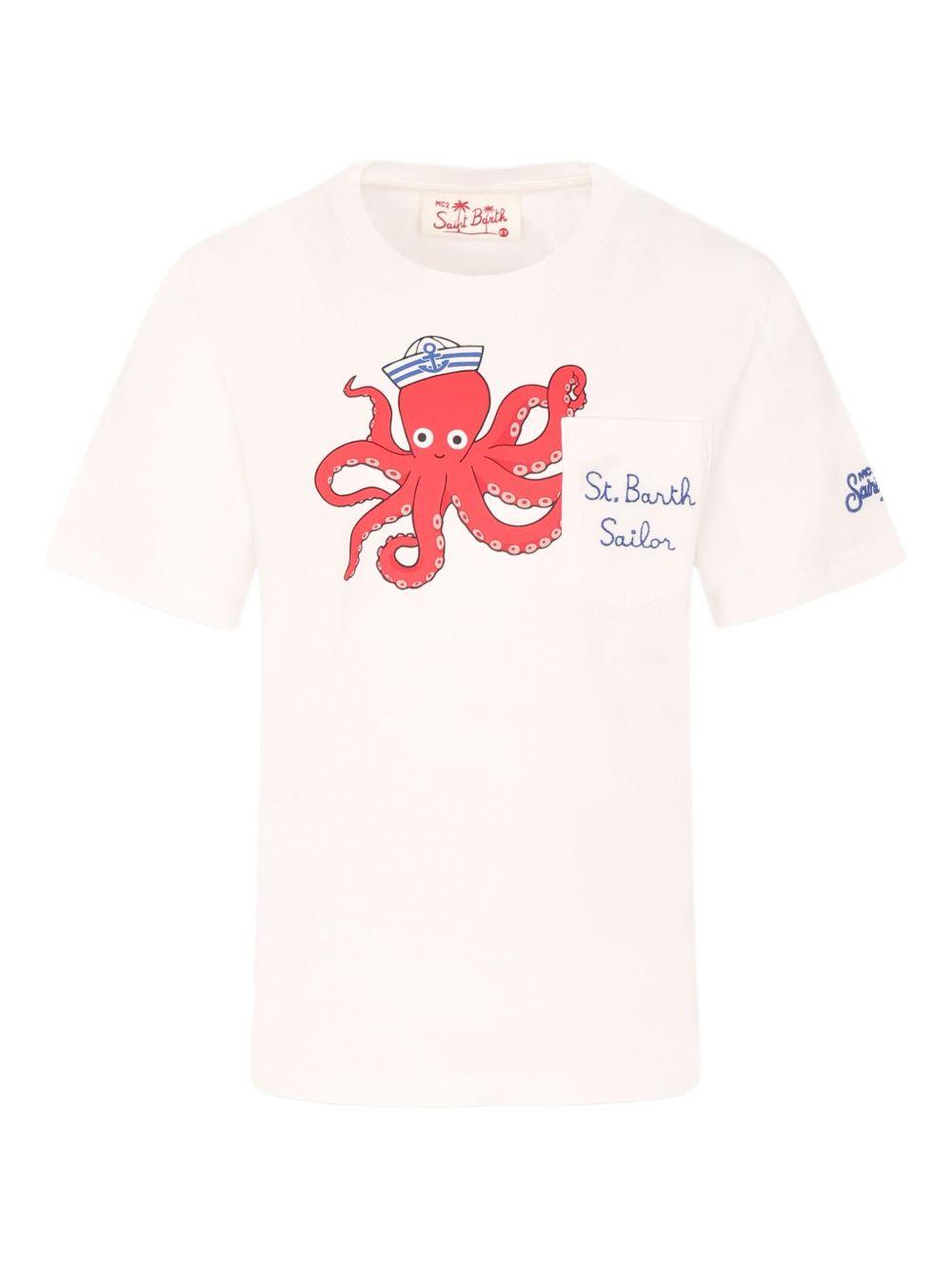T-shirt per bambino MC2 St. Barth Kids bianca con stampa grafica sul davanti EDD0001 01947L MC2 ST. BARTH KIDS