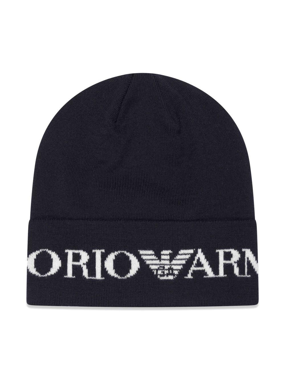 Set cappello e sciarpa per bambino Emporio Armani Kids blu con design lavorato a maglia 407524 3F932 00035 EMPORIO ARMANI KIDS