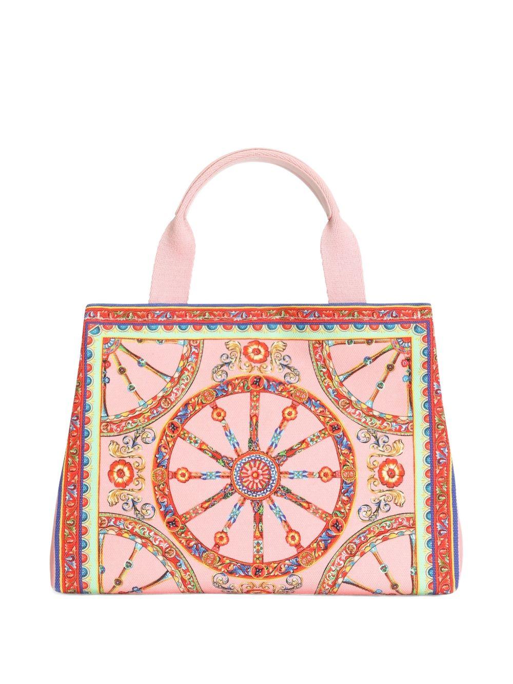 Borsa shopper DG per bambina Dolce & Gabbana Kids rosa in tela con stampa Carretto EB0116AX345 HF6CK DOLCE & GABBANA KIDS