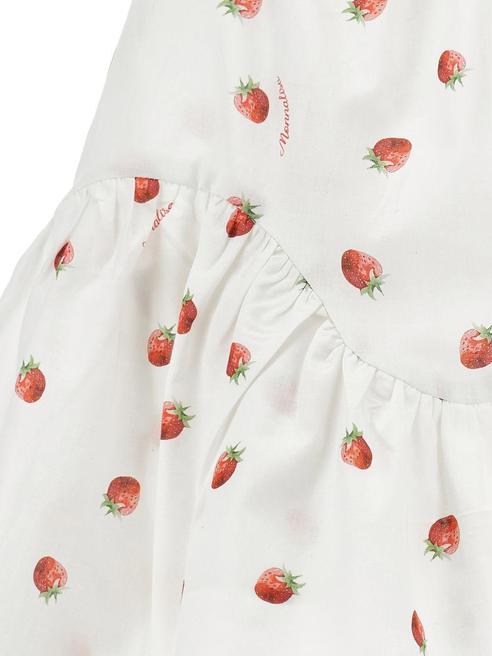 Abito per neonata Monnalisa bianco con stampa fragole all-over 39G907 7094NB 9944 MONNALISA