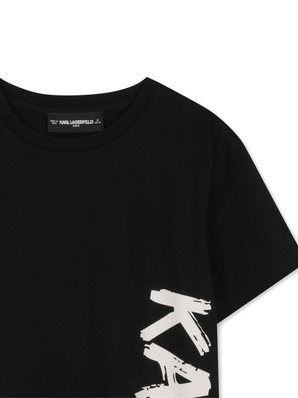 T-shirt per bambino Karl Lagerfield Kids nera con stampa logo Z31095 09B KARL LAGERFELD KIDS
