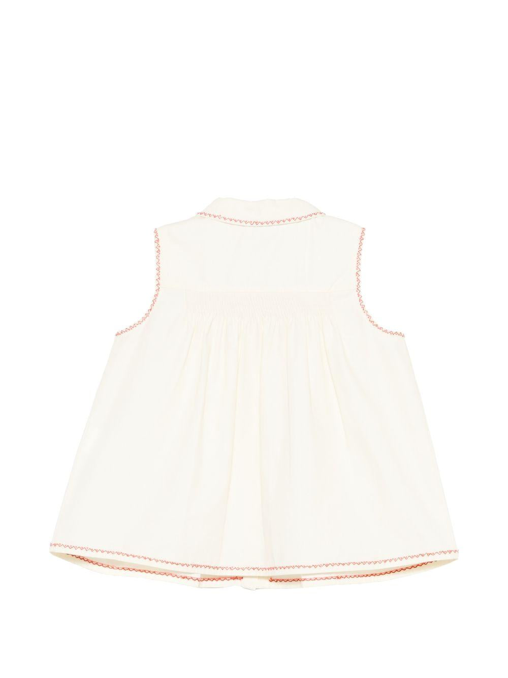Camicia per bambina Bonpoint beige con ricamo ciliegie S06GBLW00030 103 BONPOINT KIDS