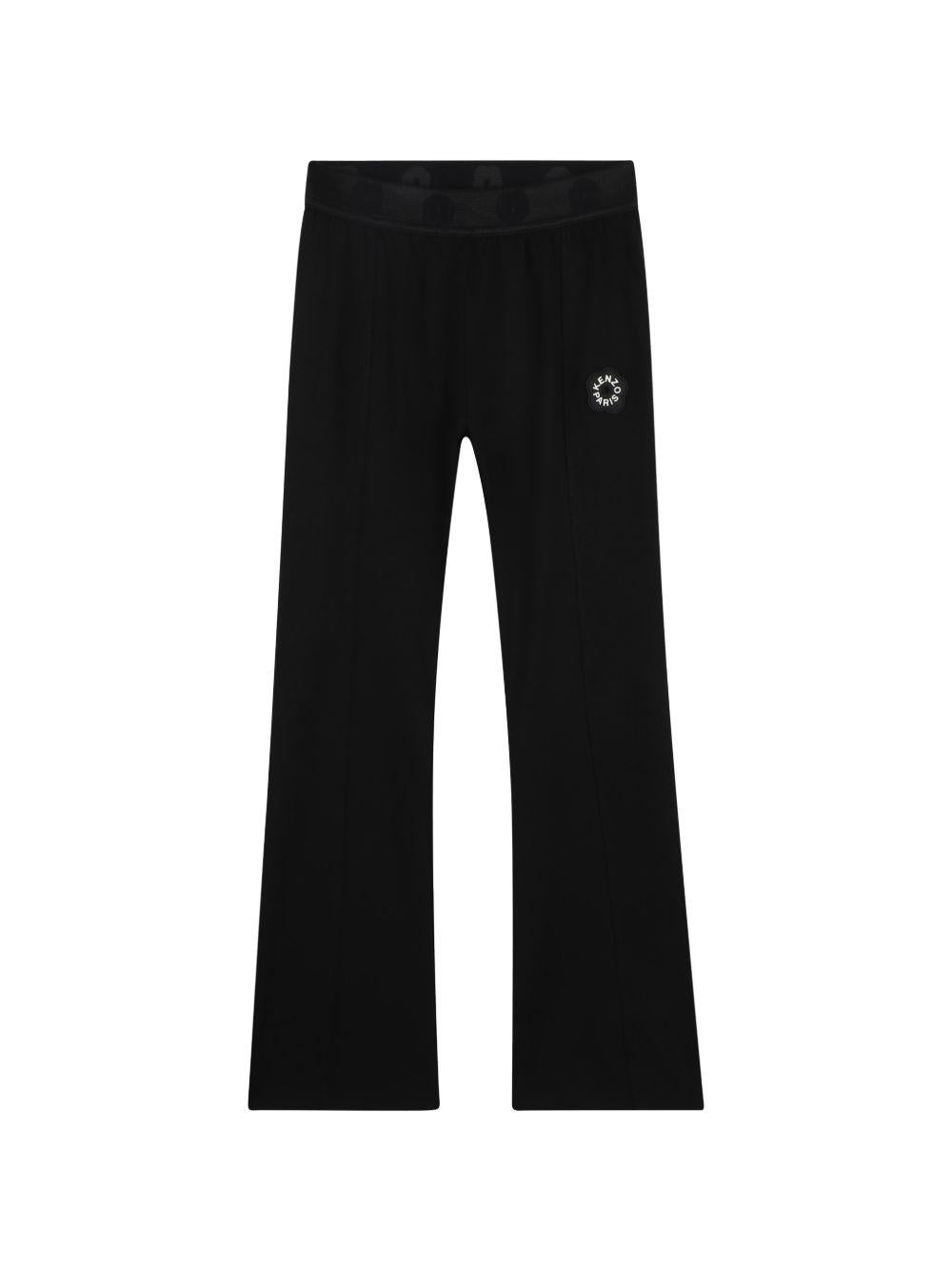 Pantaloni svasati per bambina Kenzo Kids neri con applicazione Boke Flower K62187 09B KENZO KIDS