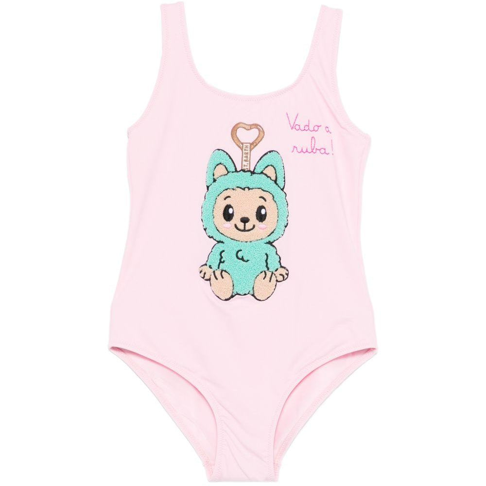 Costume da bagno per bambina MC2 Saint Barth Kids rosa con stampa Labubu CARA001 00960L MC2 ST. BARTH KIDS