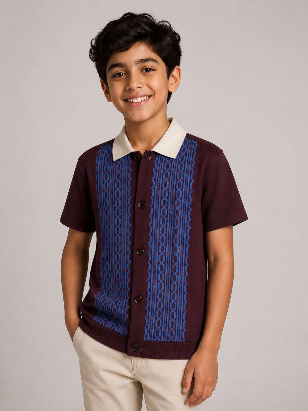 Camicia per bambino Versace Kids bordeaux con ricamo 10249391A18115 2RH20 VERSACE KIDS