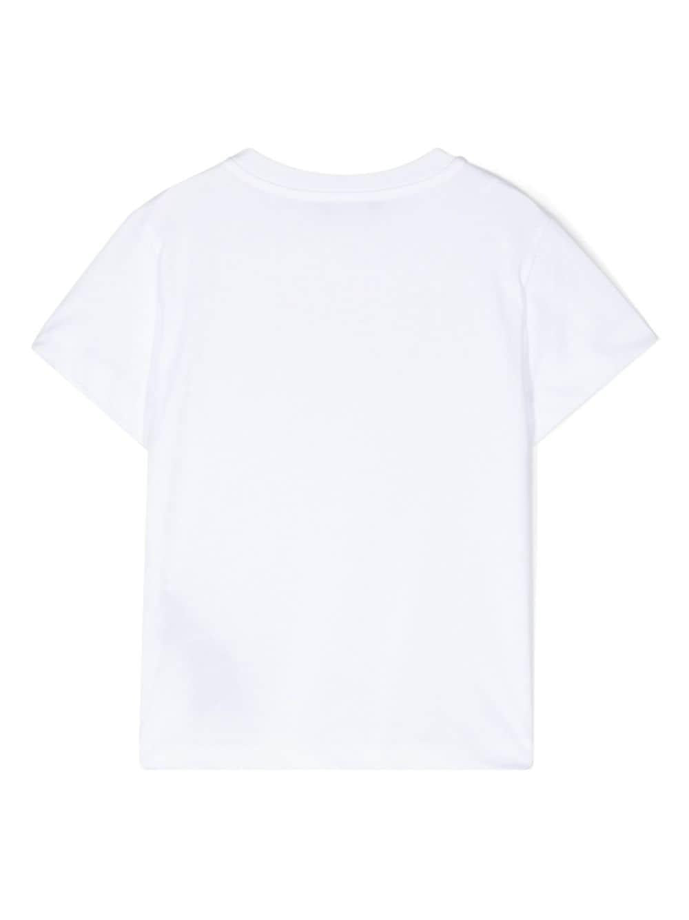 T-shirt con logo glitter per bambina Balmain Kids bianco con girocollo BV8B71 Z0082 100OR BALMAIN KIDS