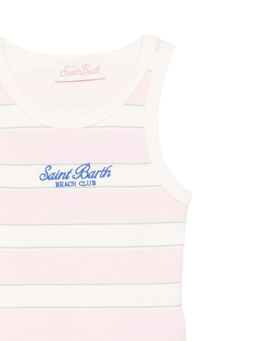 Canotta per bambina MC2 Saint Barth Kids rosa con motivo a righe BLUE002 01906L MC2 ST. BARTH KIDS