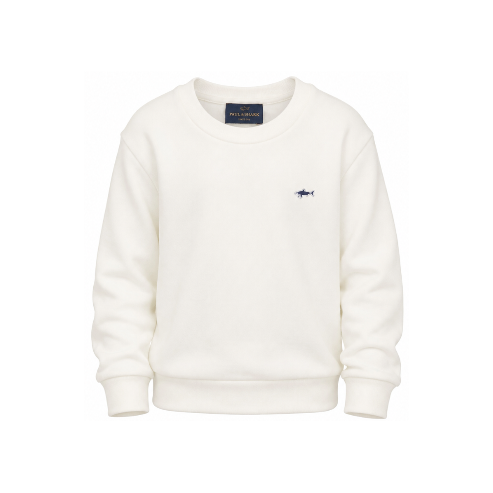 Felpa per bambino Paul & Shark Kids bianco con logo ricamato WMF00ALDA68 10057 PAUL & SHARK KIDS