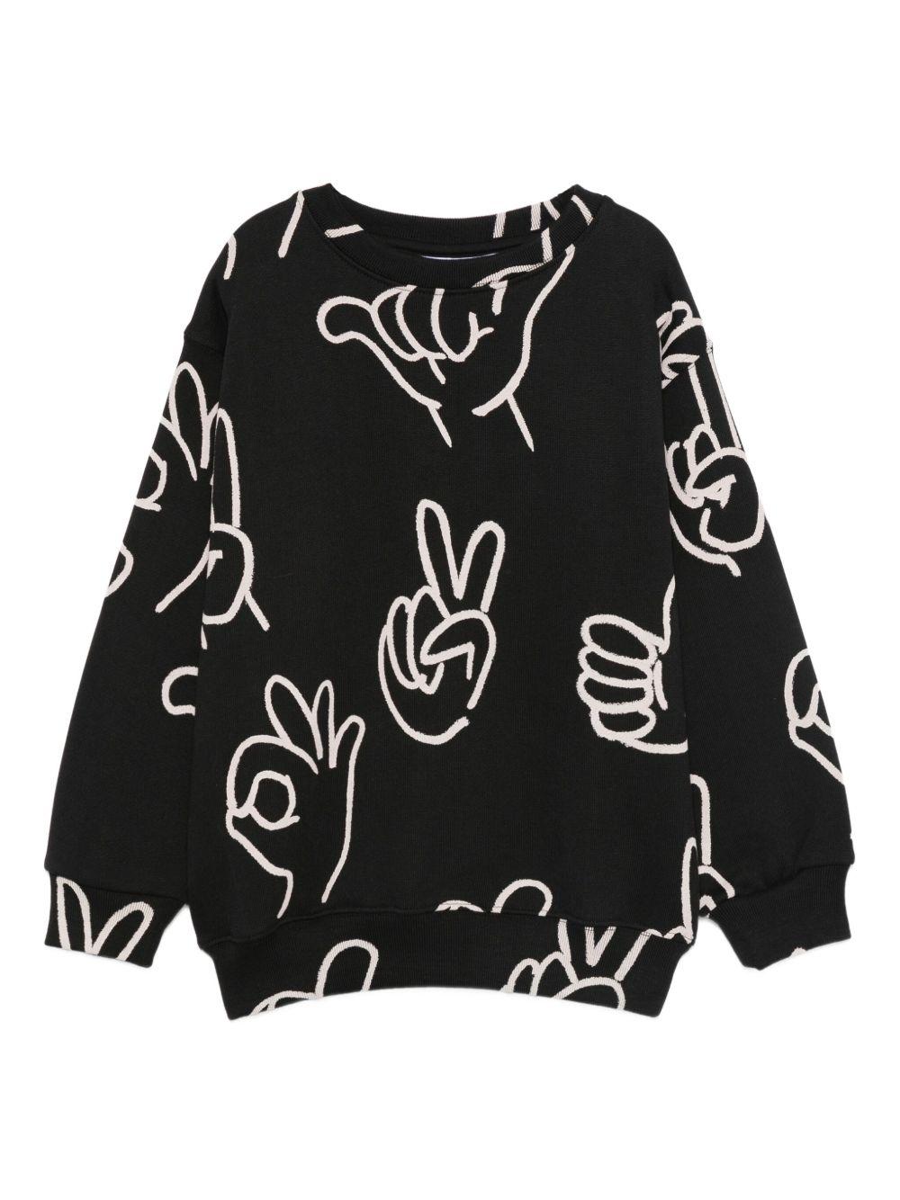 Felpa per bambini Molo nera con stampa all-over 6W25J204 9456 MOLO
