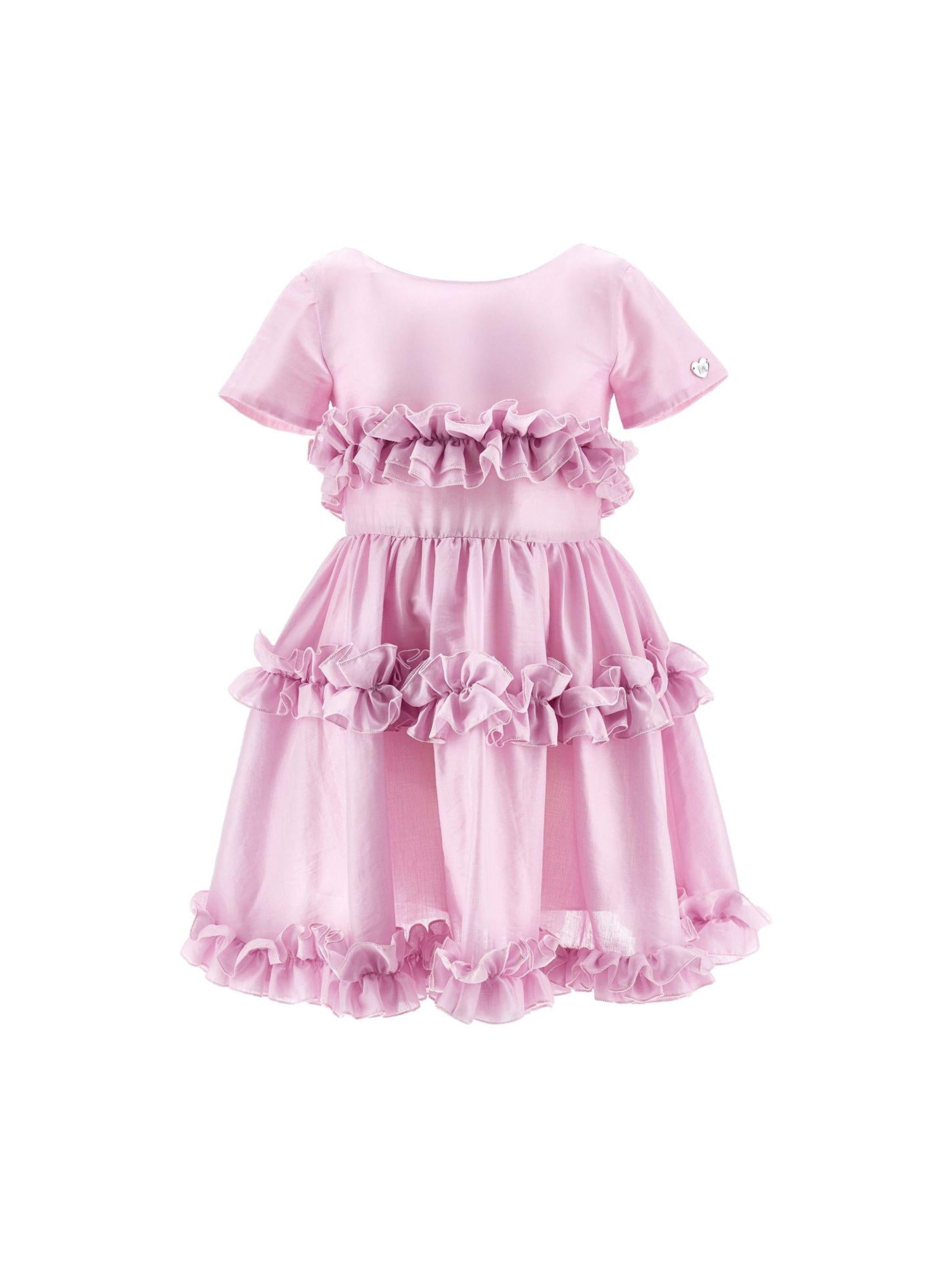 Abito per bambina Monnalisa rosa con ruches 17G904 7105 0090 MONNALISA KIDS