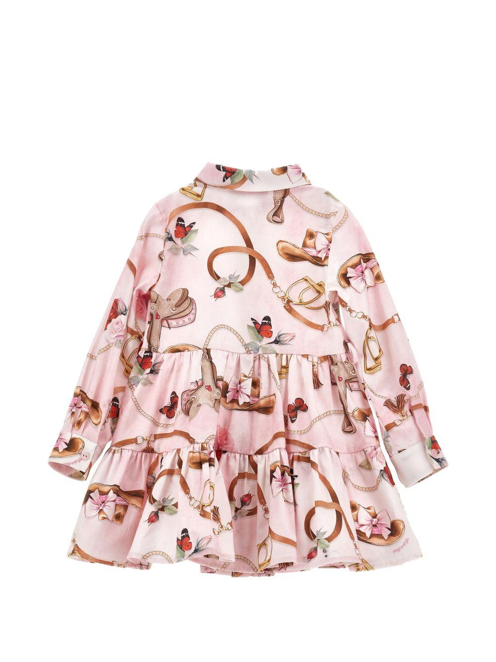 Abito per bambina Monnalisa Kids rosa con stampa grafica all-over 11H912 8622 094F MONNALISA KIDS
