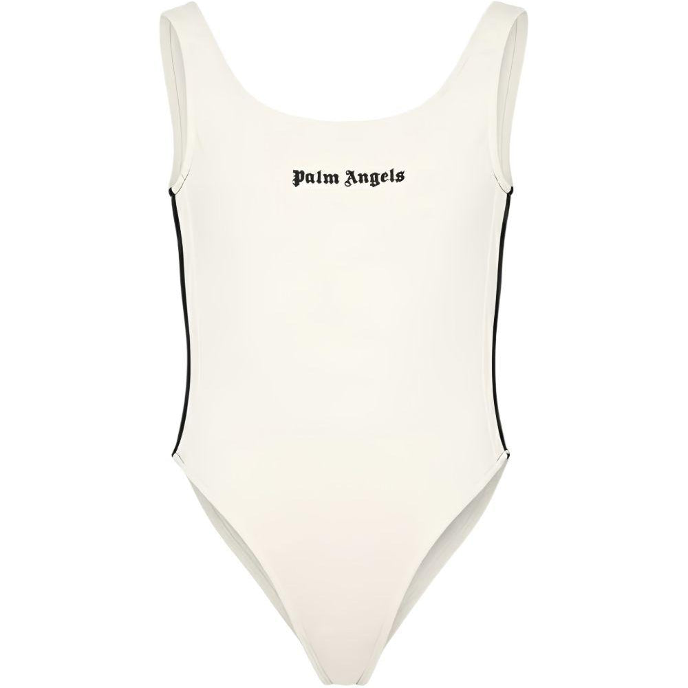 Body per bambina Palm Angels Kids bianco con logo sul davanti PGBD00CS26FLE001 002 PALM ANGELS KIDS