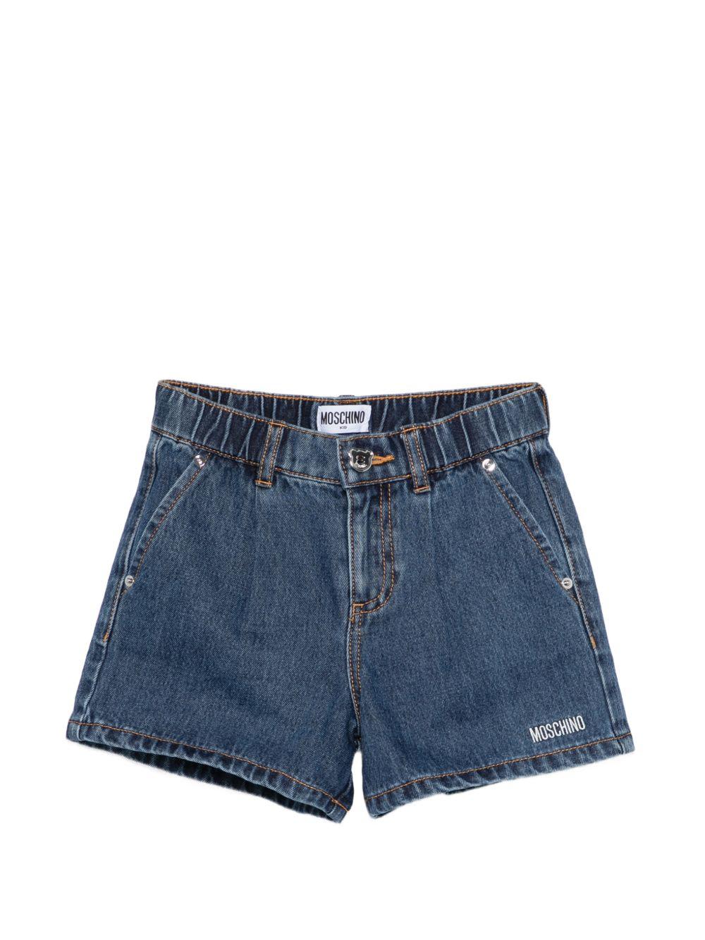 Shorts per bambina Moschino Kids denim con logo ricamato HDQ024L0E35 41104 MOSCHINO KIDS