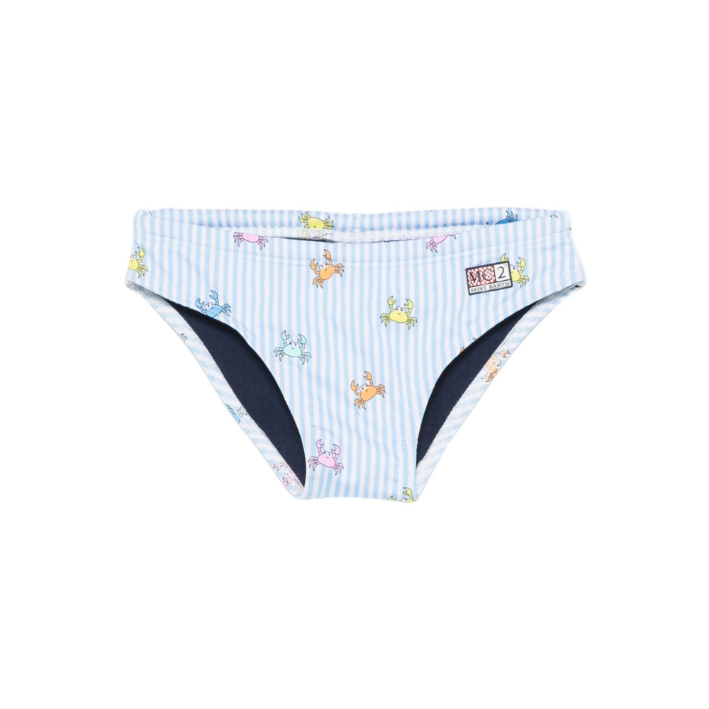 Costume da bagno per bambinbo MC2 Saint Barth Kids azzurro con stampa di granchio BIL0001 01081L MC2 ST. BARTH KIDS