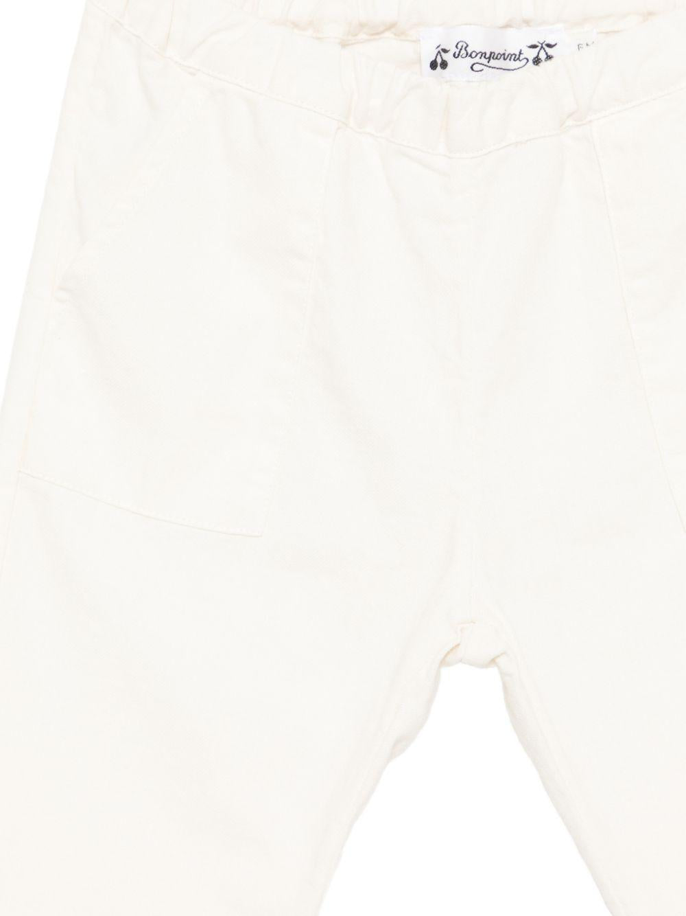 Pantaloni per neonato Bonpoint bianco con vita elasticizzata S06ZPAW00006 002 BONPOINT KIDS