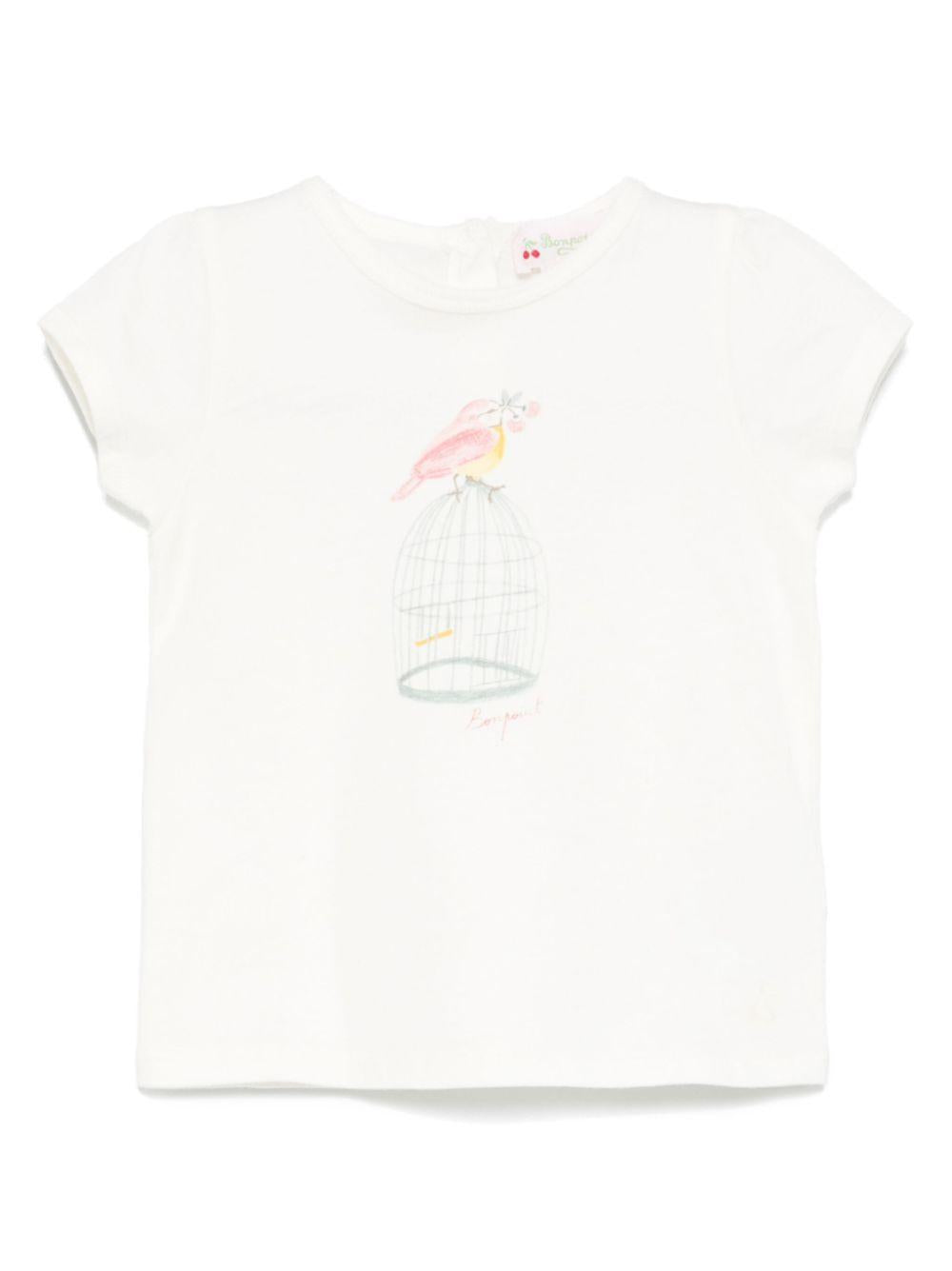 T-shirt per neonata Bonpoint cira beige con chiusura posteriore con bottone S05XTSK00008 104A BONPOINT