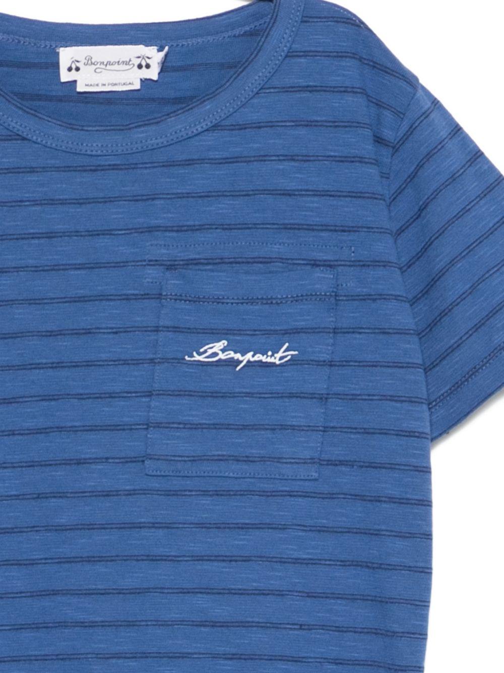 T-shirt per bambino Bonpoint blu con design a righe S06BTSK00011 273 BONPOINT KIDS