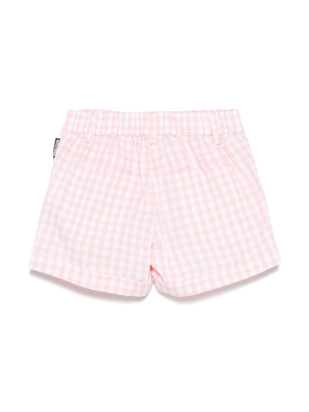 Shorts a quadretti per neonato Moschino Kids rosa con tasche posteriori MMQ00RLME05 85010 MOSCHINO KIDS