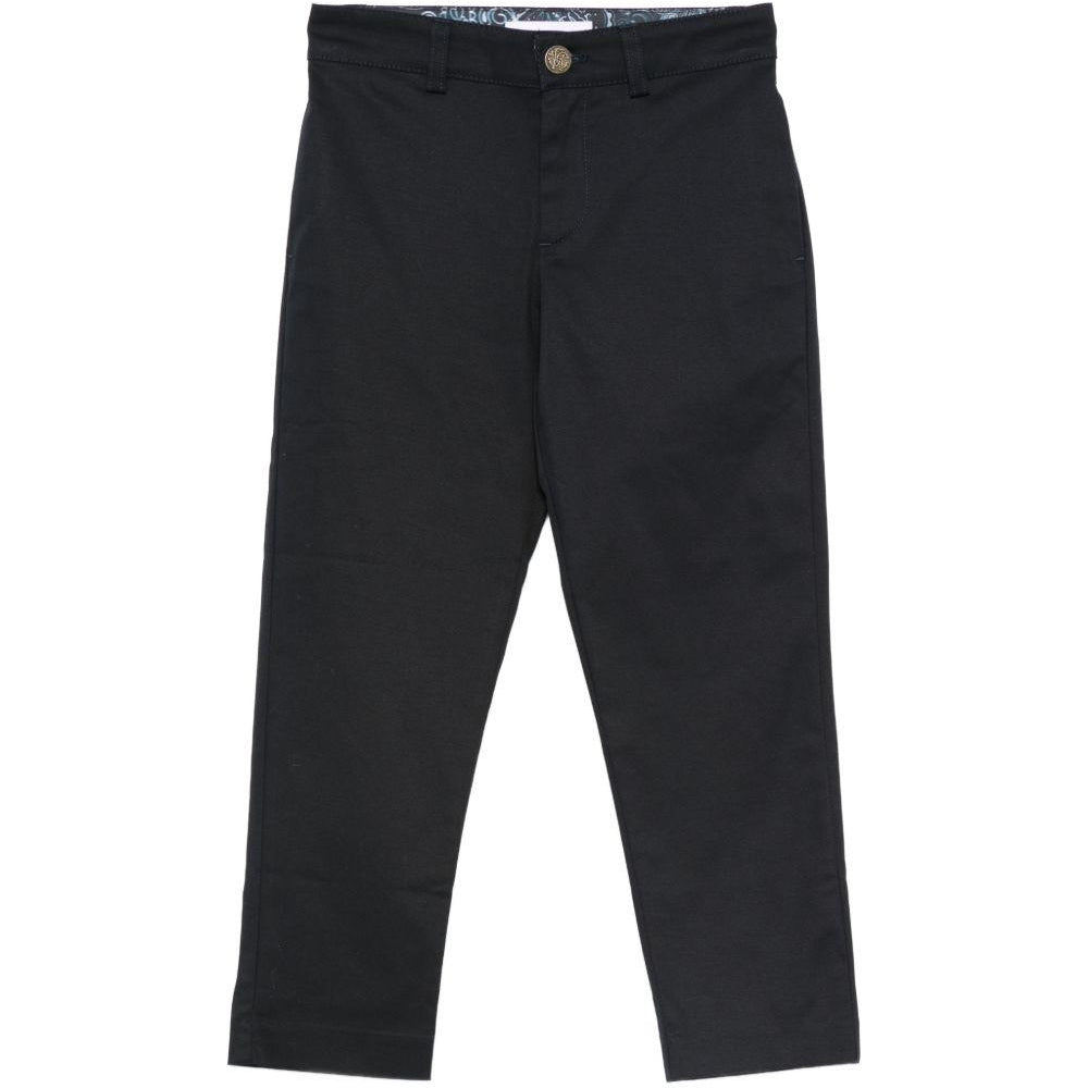 Pantaloni per bambino Roberto Cavalli Kids blu con placca con logo CBP26002PA BLUE PEACOAT ROBERTO CAVALLI KIDS