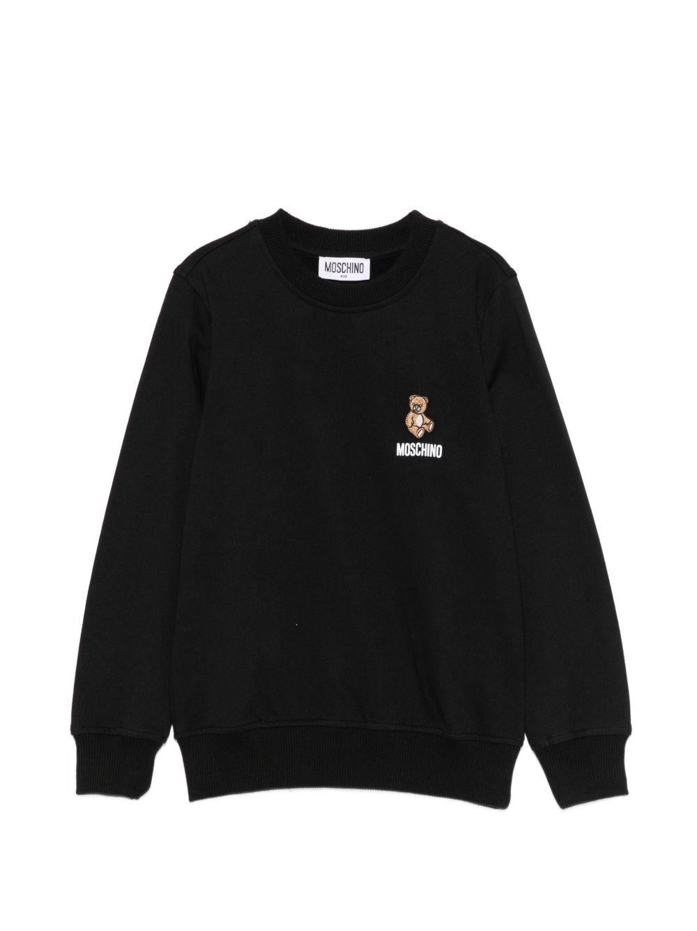 Felpa per bambini Moschino Kids nera con ricamo Teddy bear HUF0A9LCA40 60100 MOSCHINO KIDS