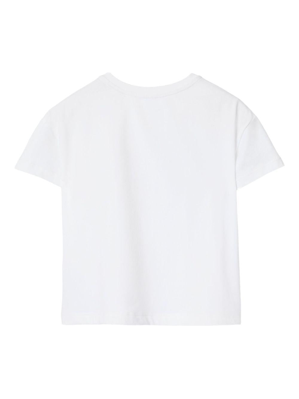 T-shirt per bambina Burberry Kids bianca con decorazione in cristalli 8120653 A1464 BURBERRY KIDS