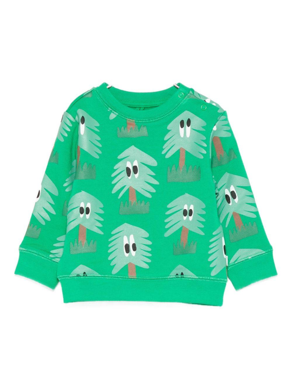 Felpa per neonato Stella McCartney Kids verde con stampa alberelli TX4600 Z3161 712MC STELLA McCARTNEY KIDS