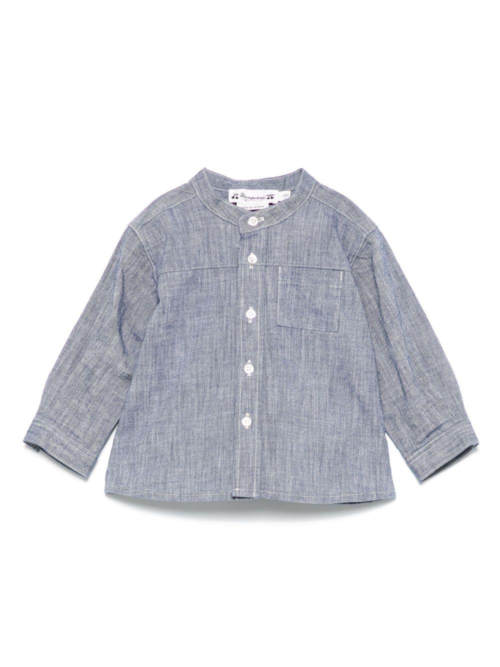 Camicia Eustace per neonata Bonpoint blu con tasca sul petto S05YSHW00004 015A BONPOINT