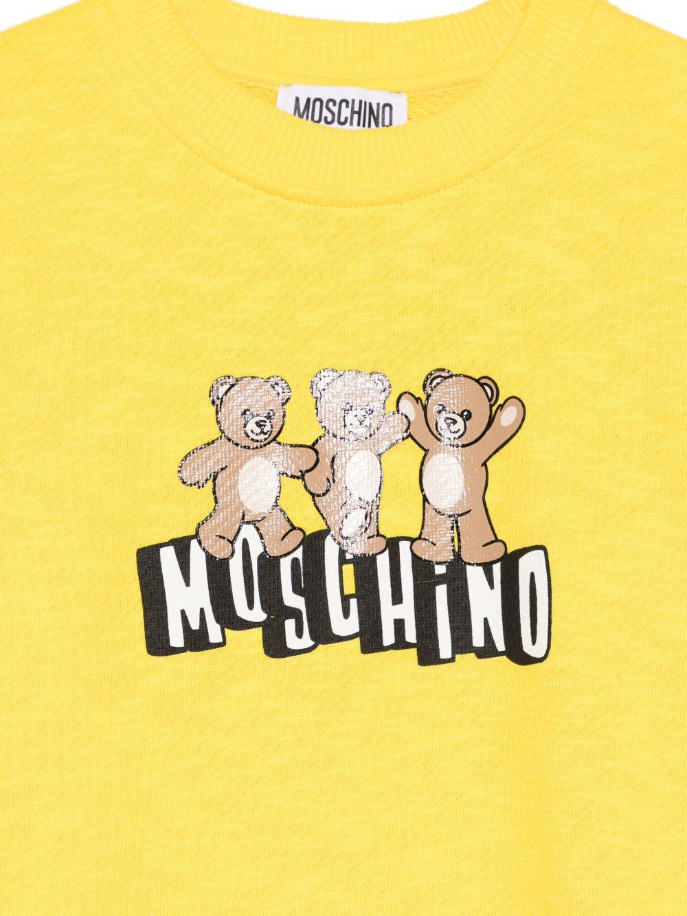 Felpa da bambino Moschino Kids gialla con stampa orsetti HVF08VLCA88 50577 MOSCHINO KIDS