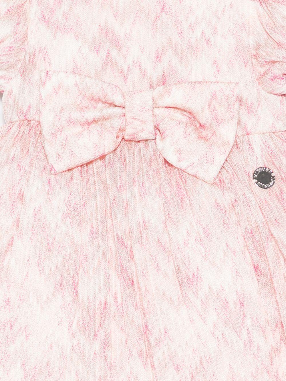 Abito per neonata Missoni Kids rosa con fiocco e motivo a zigzag MY1011 Q0113 504FU MISSONI KIDS