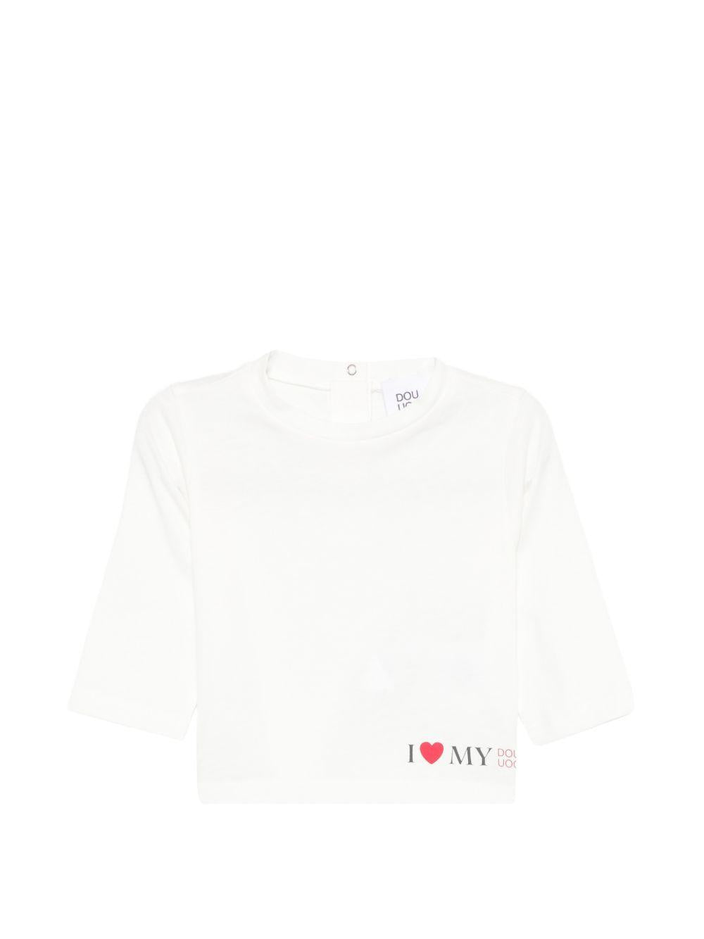 T-shirt per neonati Douuod Kids bianca con stampa sul fondo DZ8500 Z3708 101 DOUUOD KIDS