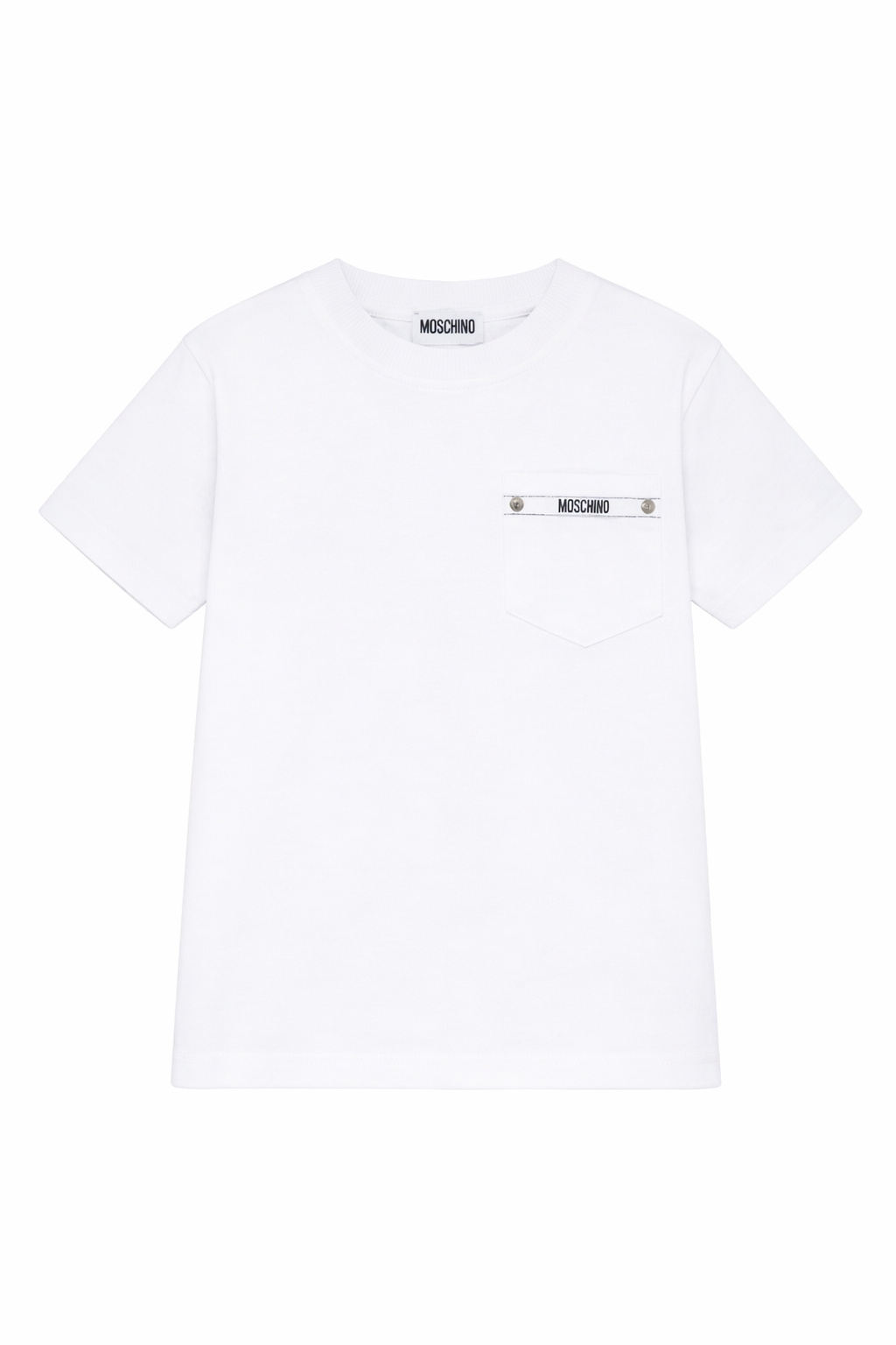 T-shirt per bambini Moschino Kids bianca con taschino sul petto HUM05MLAA01 10101 MOSCHINO KIDS