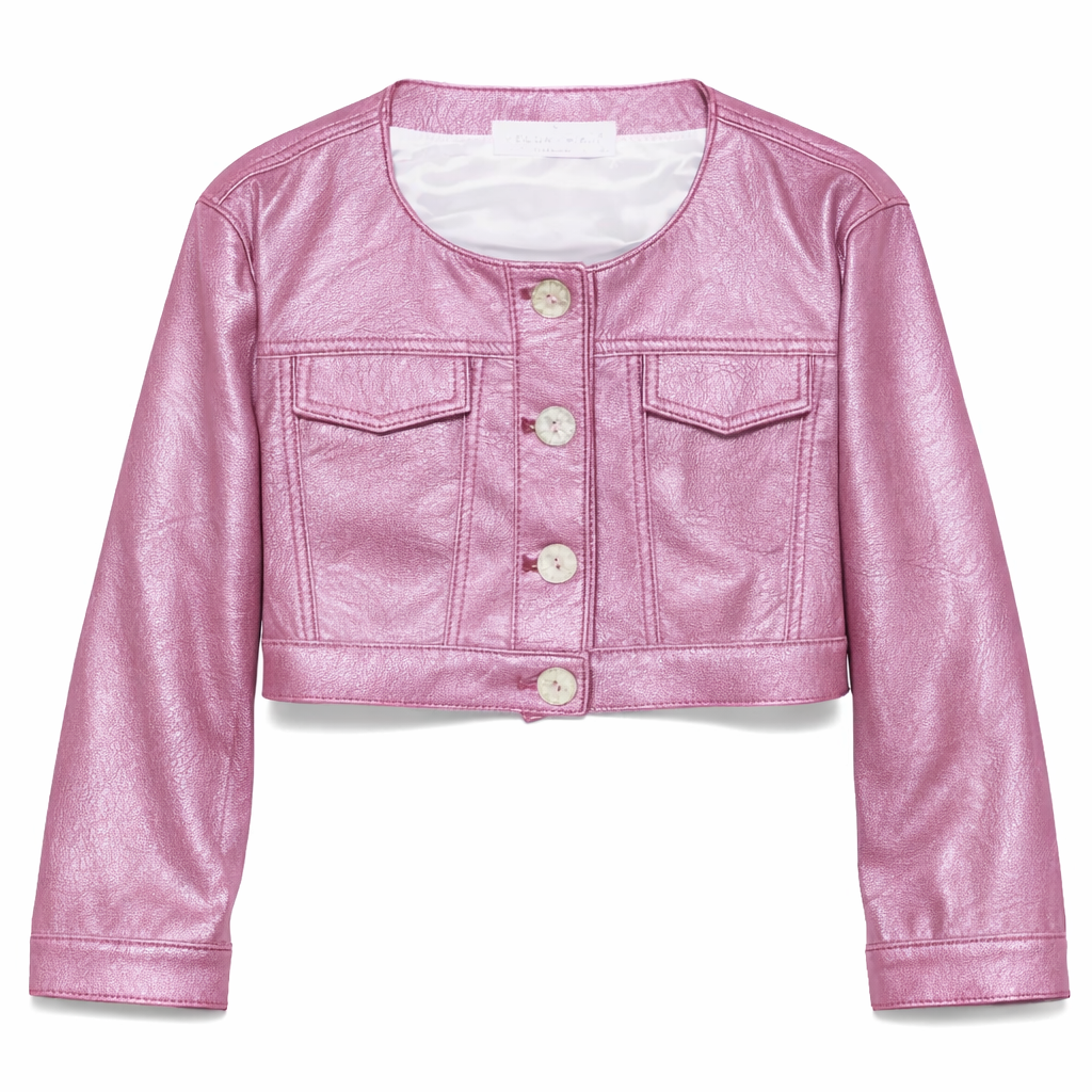 Giacca per bambina Colorichiari rosa modello crop senza colletto FJ808178 3839 86 COLORICHIARI KIDS