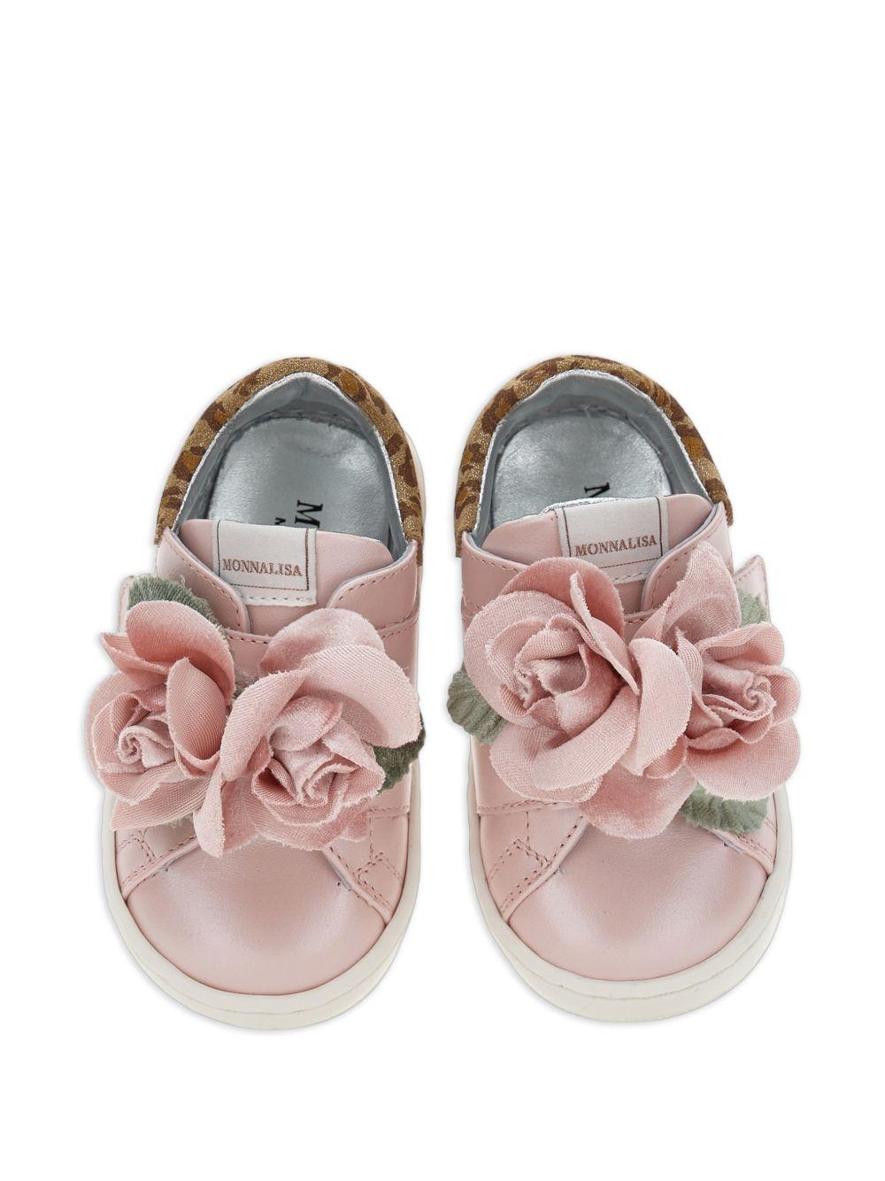 Sneakers per bambina Monnalisa Kids rosa con applicazione fiore in rilievo 83H001 8777 0194 MONNALISA KIDS