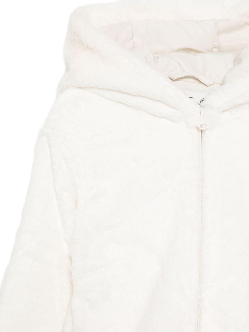 Giubbino per bambina MC2 Saint Barth Kids bianco con applicazione orecchie da orso HYSO002 00355I MC2 ST. BARTH KIDS