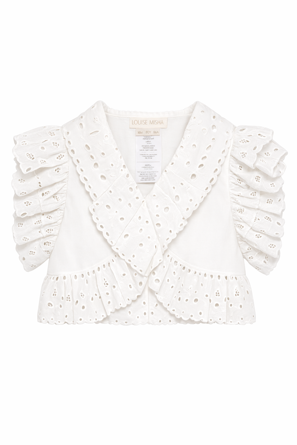 T-shirt per bambina Louise Misha bianca con bordi arricciati GRI-S26-V0139 OFF WHITE LOUISE MISHA KIDS