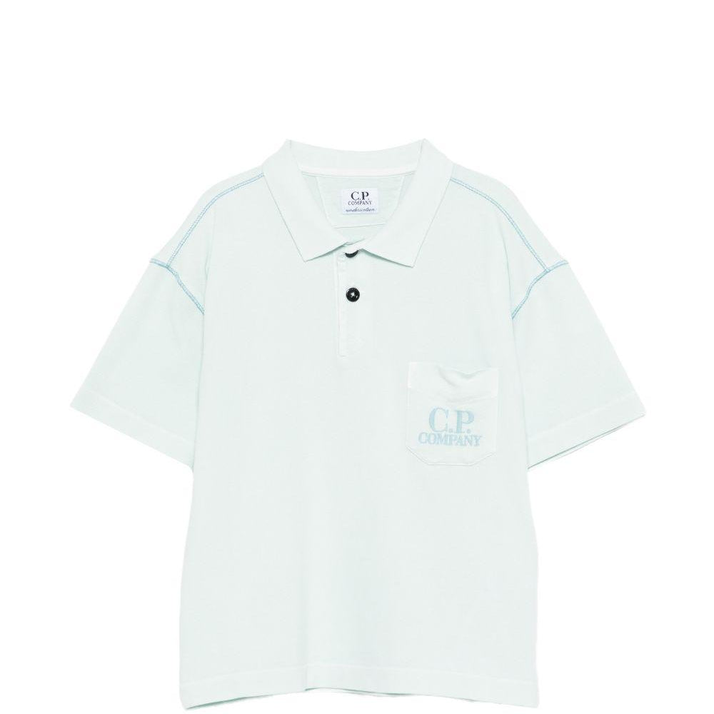 T-shirt per bambino C.P. Company Kids azzurro con colletto stile polo CUM010LFC00 41372 C.P.COMPANY KIDS