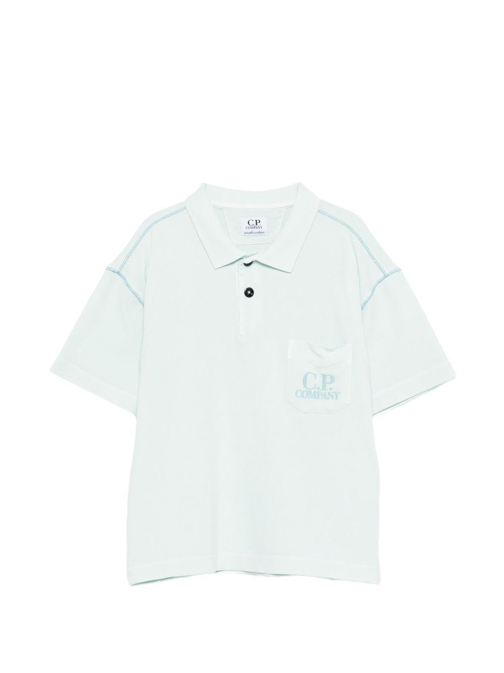 T-shirt per bambino C.P. Company Kids azzurro con colletto stile polo CUM010LFC00 41372 C.P.COMPANY KIDS