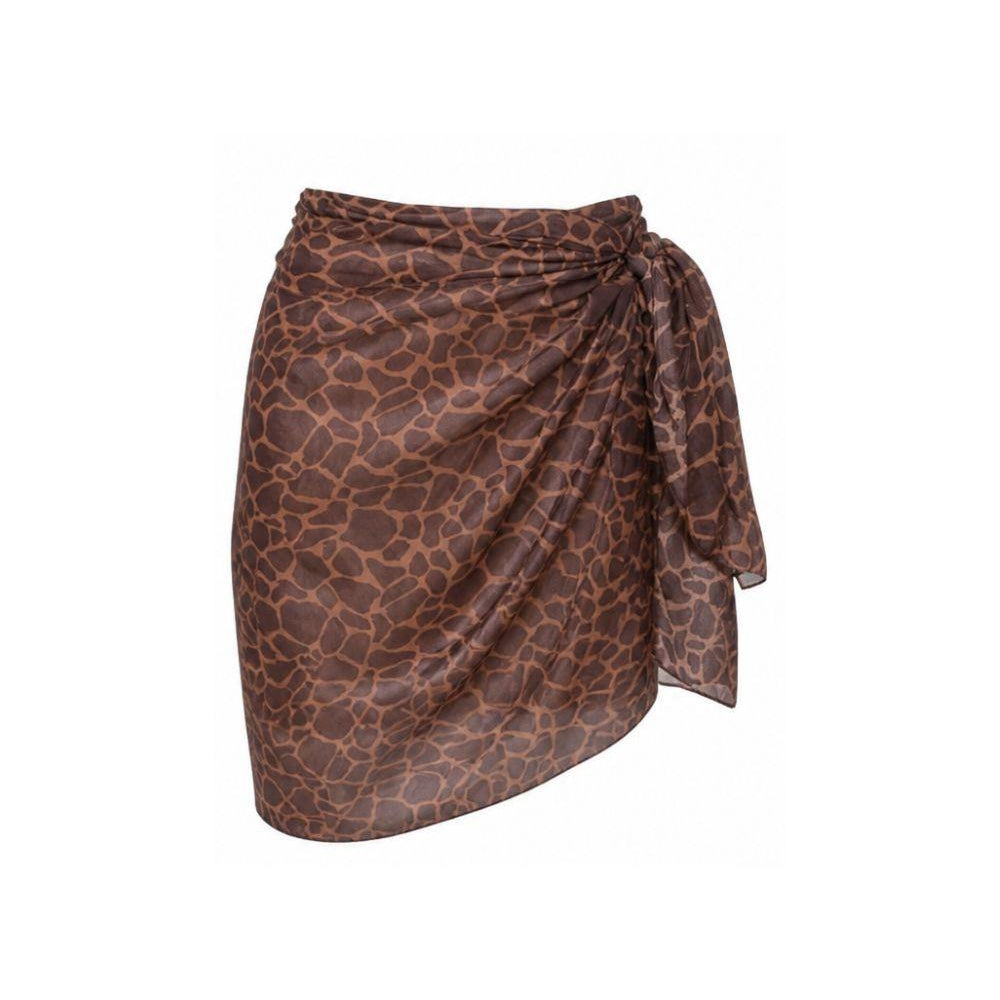Pareo da donna MC2 Saint Barth marrone con stampa animalier TAIT001 03498L MC2 ST. BARTH
