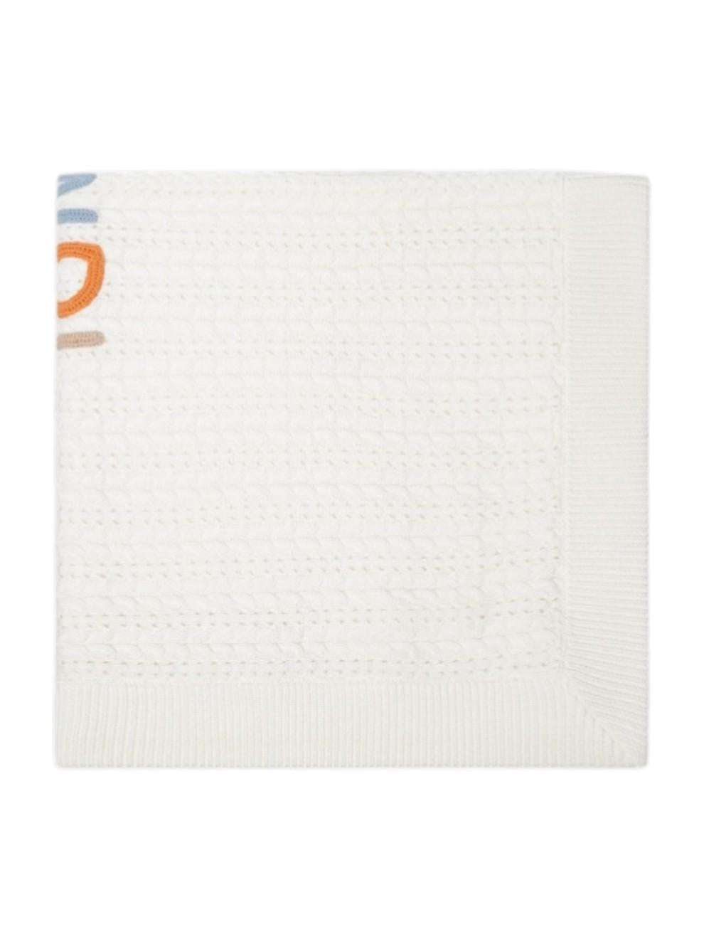 Coperta per neonati Fendi Kids bianca con logo ricamato colorato BUJ338 AVWW F0TU9 FENDI KIDS
