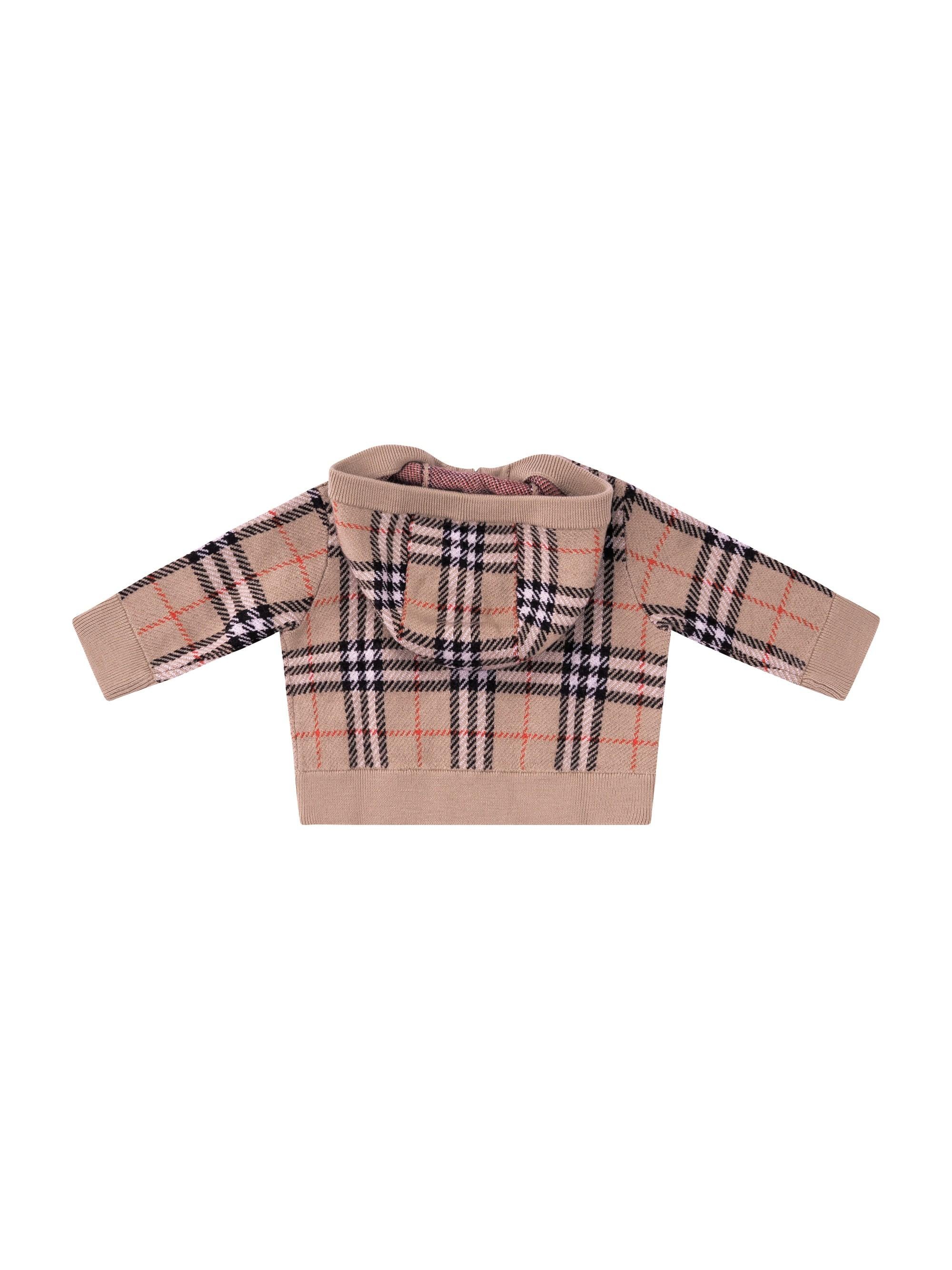 Felpa per neonato Burberry Kids beige con caratteristico motivo Vintage Check 8121171 B9368 BURBERRY KIDS