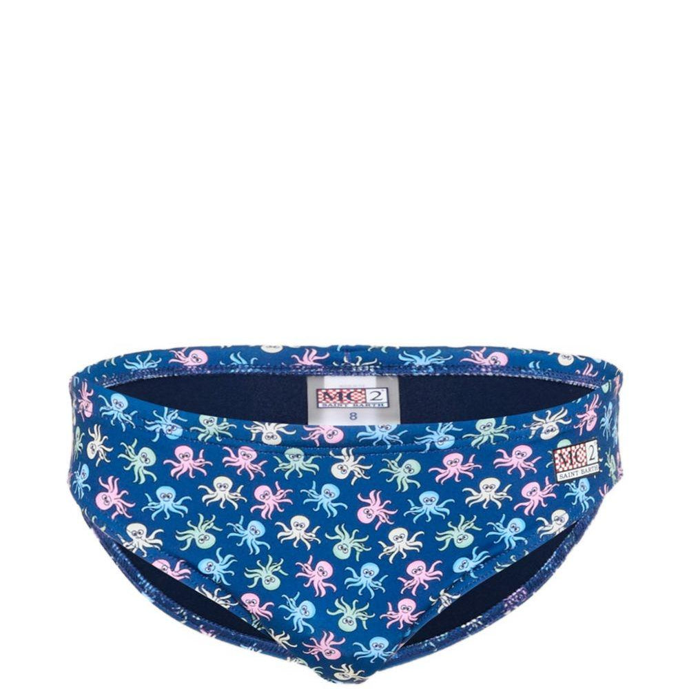 Costume per bambino MC2 Saint Barth Kids blu con stampa grafica polpi all-over BIL0001 00117L MC2 ST. BARTH KIDS