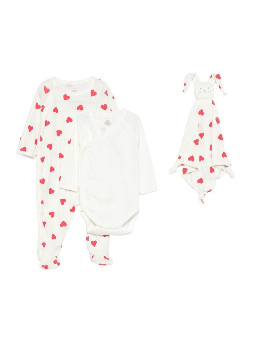 Set tutine e doudou per neonati Petit Bateau Kids bianco con stampa cuori all-over A0FF9 00 PETIT BATEAU KIDS