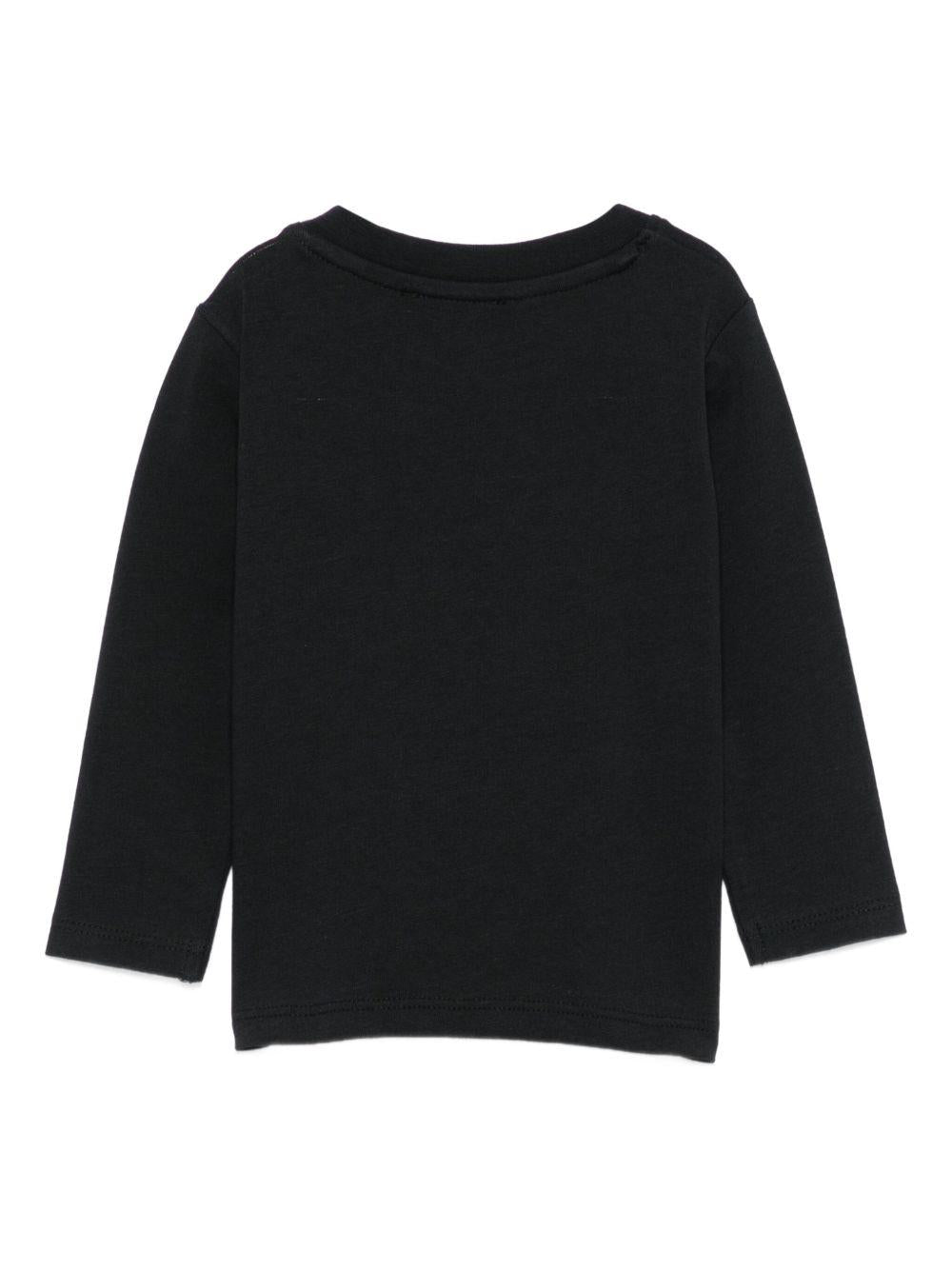 T-shirt per neonati John Richmond Junior nero con maniche lunghe RIA25004TS BLACK JOHN RICHMOND JUNIOR