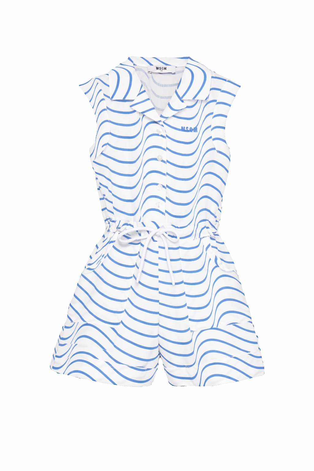 Tuta intera per bambina MSGM Kids bianca con motivo a onde blu S6MSJGJS278 130 MSGM KIDS
