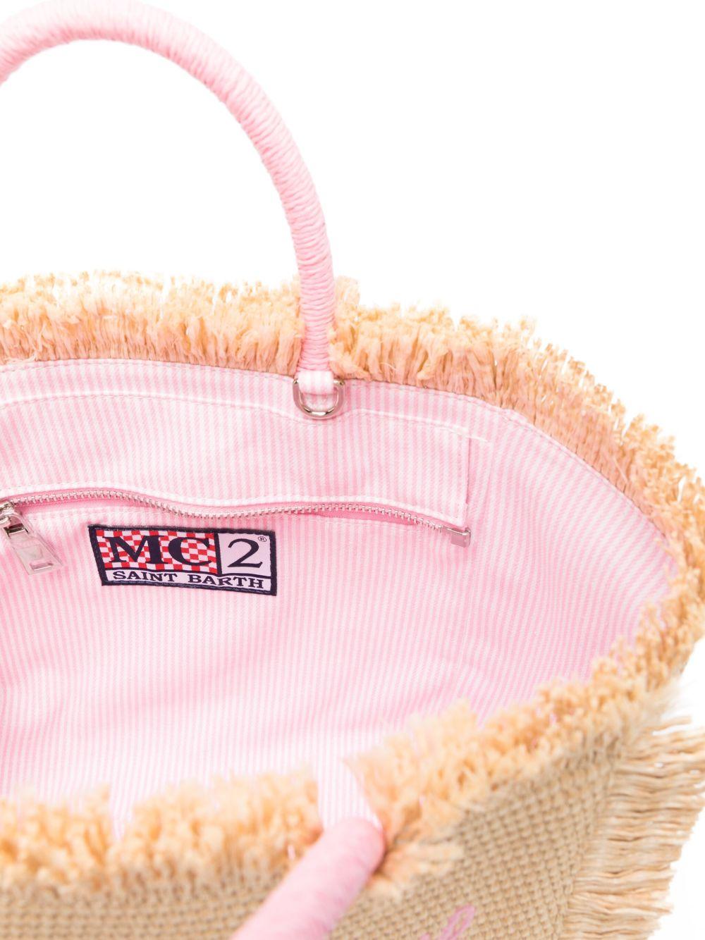 Borsa tote Colette MC2 Saint Barth beige con logo ricamato a contrasto COL0017 00415L MC2 ST. BARTH KIDS