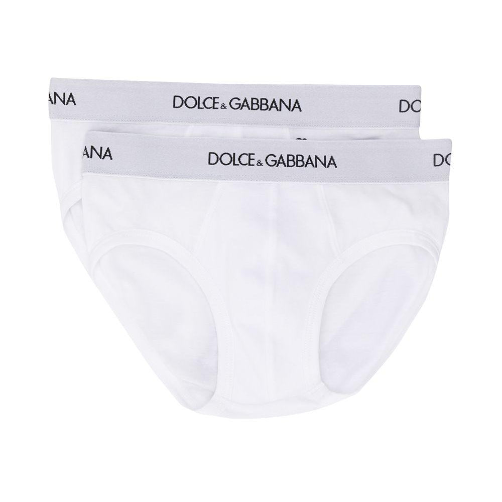 Set di due slip per bambino Dolce & Gabbana Kids bianco con logo sull'elastico L4J700 G7OCT W0800 DOLCE & GABBANA KIDS