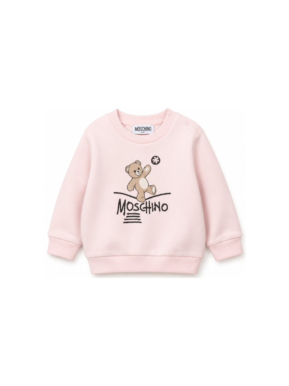Felpa per neonata Moschino Kids rosa con motivo Teddy Bear MVF060LCA83 50209 MOSCHINO KIDS