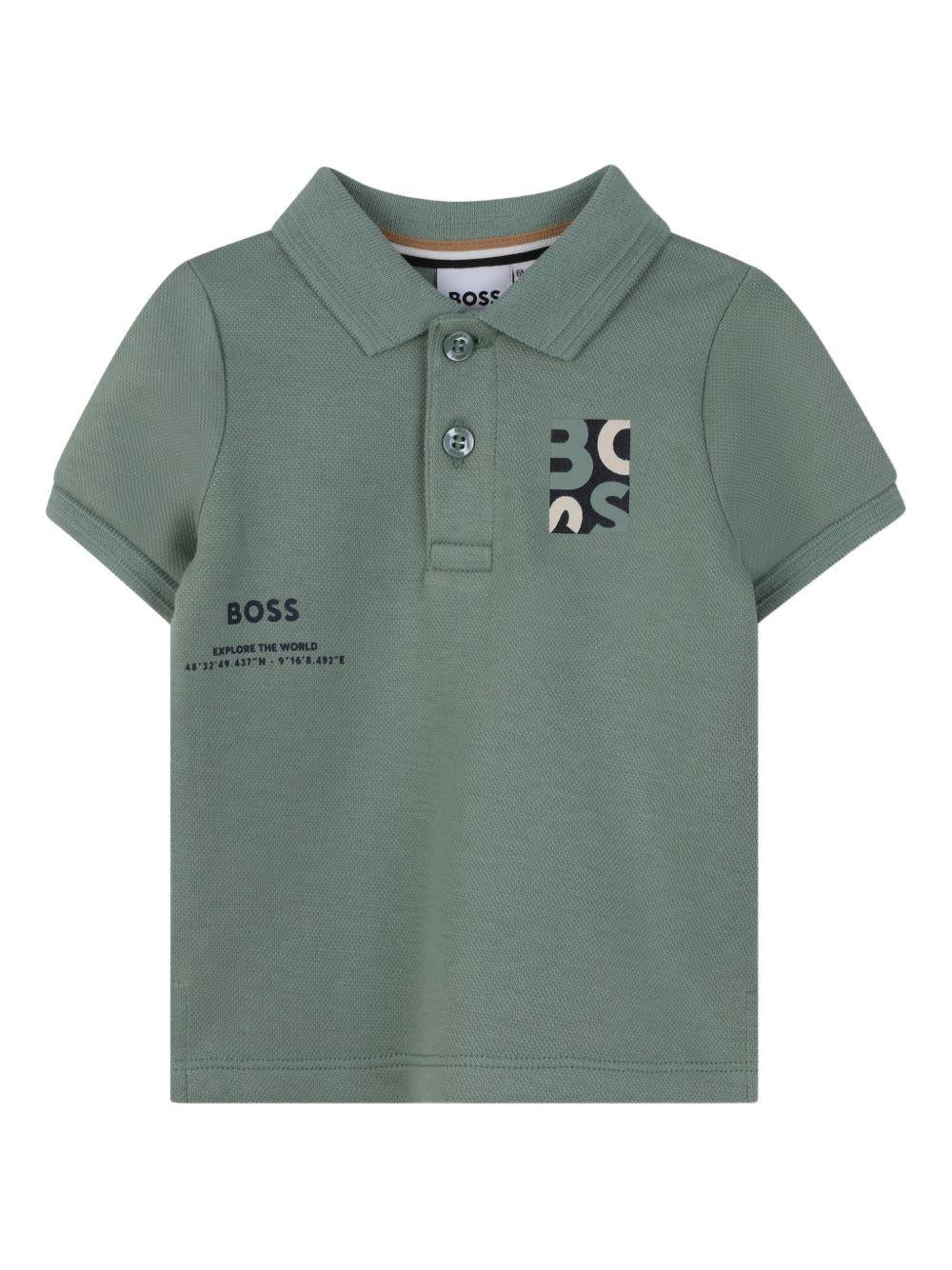 T-shirt per neonato Boss Kids verde con colletto stile polo J52893 64U BOSS KIDS
